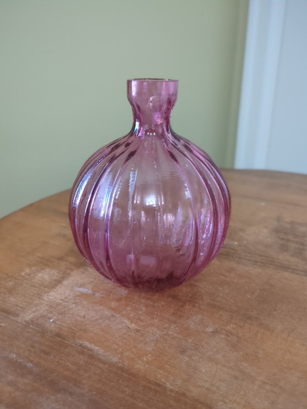 Vintage Pilgrim Glass Company Small Cranberry Bud Vase Hand blown